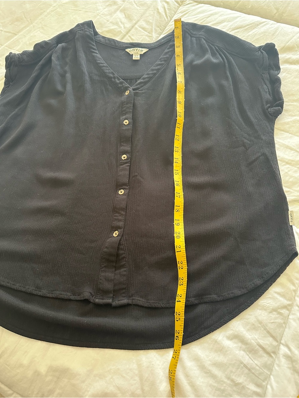 Orvis Black Button-Front V-Neck Top size medium - Picture 11 of 13